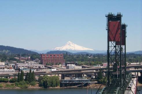 Here is a shot of Mt. Hood looking across the Willamette River and the Hawthorne Bridge.