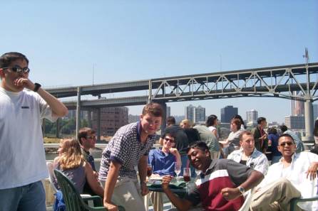 Here's the group on a cruise of the Willamette River through downtown Portland