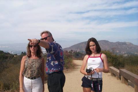 This is my Aunt Ann, Uncle Jeff, and fabulous! cousin Jessica in the Hollywood Hills looking over LA.