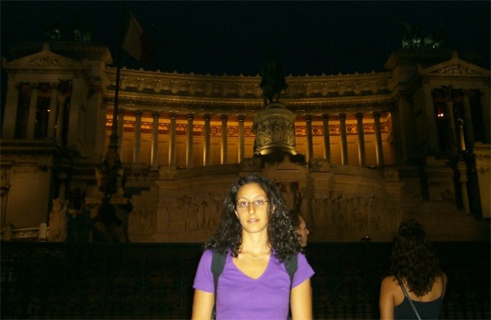 Rachel in front of the monument.  The monument is gated at night so we decided to return the next day to walk to the top.