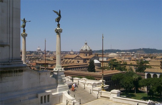 Looking out over Rome from the monument, which was really the best view of Rome as it is on a hill.