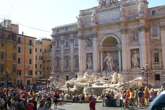 Legend has it that if you toss a coin into the fountain you can assure your return to Rome.