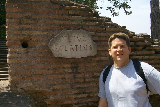 Me, as we left the Palatine Hill to walk through the Roman forum situated below the hill.