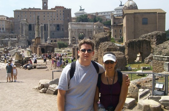 Rachel and I in the Forum with the help of friendly tourist.