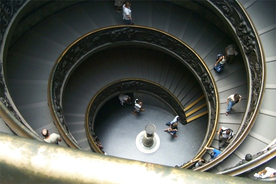 A great spiral stairwell going towards the exit of the museum.