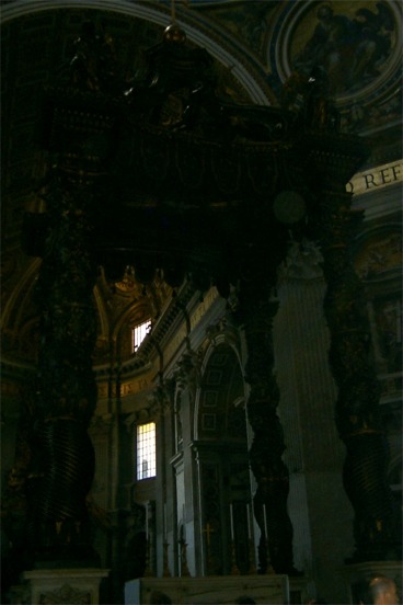 The massive bronze throne above the main altar, where the pope sits during mass.