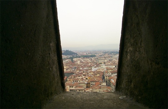 A shot out one of the window holes in the Duomo along the journey to the top.