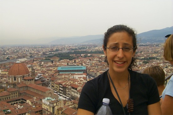 More funny shots of Rachel, it was her funny time, with the North Western view of Florence and the main train station.