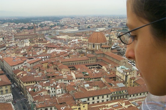 A profile of Rachel and the view of Florence.