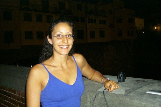 Rachel in front of the Ponte Vecchio.  