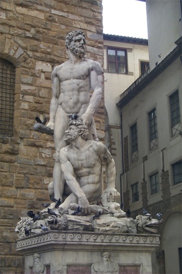 Another statue in the Piazza Della Signoria.  The piazza has been at the center of political life in Florence for over 600 years.  It was the scene of the Bonfire of the Vanities instigated by Savonarola, who was later burned at the stake here in 1498.