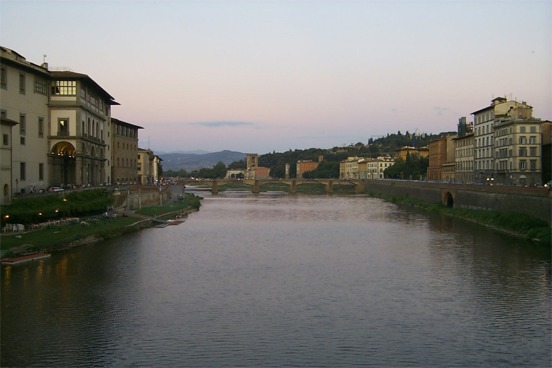 Looking the other direction on the Arno from the Ponte Vecchio.