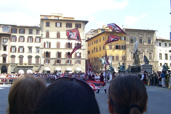 Here you can see the flags in mid air.