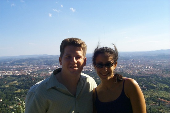 There were a few other tourists enjoying the view so we asked for a photo.  This shot was a little dark.