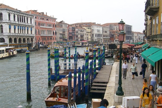 Our first day in Venice.  Here, crossing the Ponte Rialto over the Canal Grande (Grand Canal).