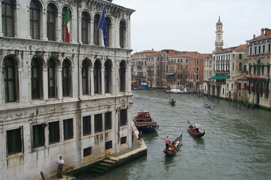 Looking the opposite direction from the Ponte Rialto up the Grand Canal.  The Grand Canal separates Venice into two main islands that can be crossed by foot at only a few points.  The Ponte Rialto being the main bridge between Piazza San Marco and our hotel.