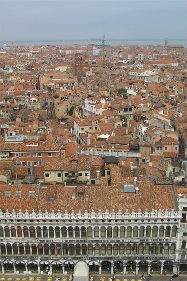 Looking north with Piazza San Marco at the very bottom of the photo.  This image was taken from the Campanile (Bell Tower) right next to the Basilica San Marco.