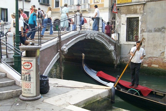 Bridge over canal and stop for the gondola.