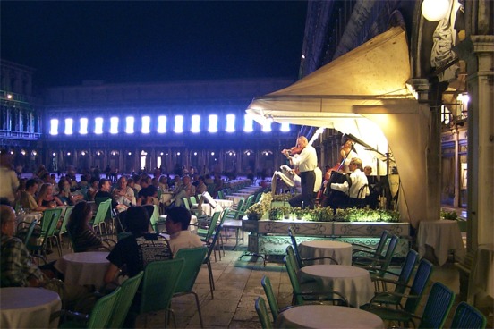 A Venetian concerto at the outdoor restaurants.