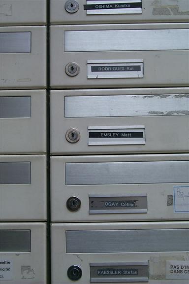 My mailbox.  Now the sixteenth address at which I could have received mail, but the first to not be in the US.