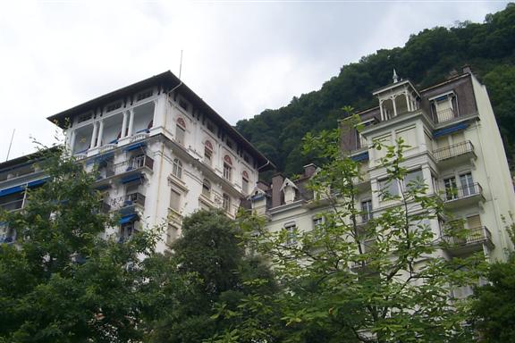 When you turn and look only 30 or 40 feet to your back from the lake side you must tilt your head skyward to see not only the tops of the hotels but also the tops of the mountains towering behind.