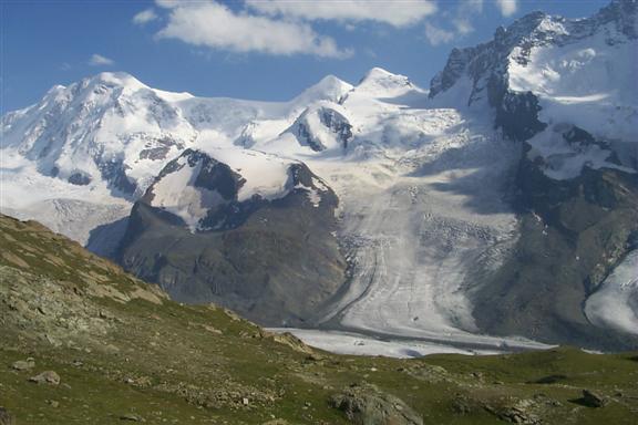 This is now looking at one of the glaciers, the Schwärzegletscher.