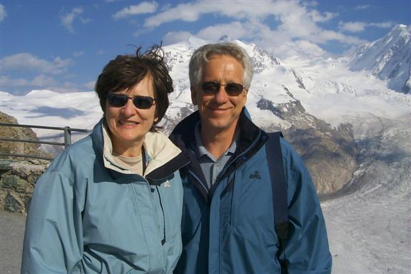 My parents at 10,266 feet at Gornergrat, with Monte Rosa behind.