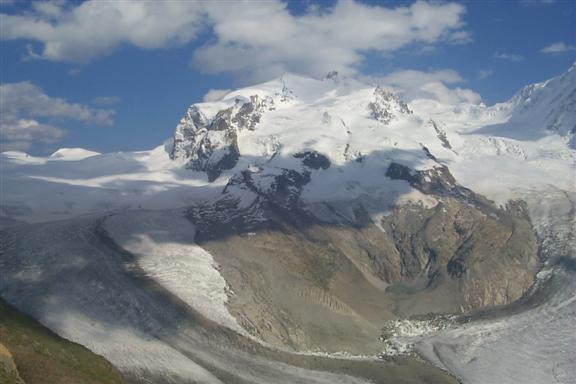 Mont Rosa and the Gornergletscher to the left.  The Alps are a neat thing to behold.  They are just so jagged and rugged and really are the stereo-typical mountains, which is pretty much the definition of alpine.