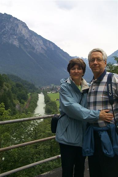 Parents at the end of the gorge... or the beginning as this was really the start of the water's entry, but we walked the footbridge opposing the flow.  You walk to the end and then you walk back the same way.