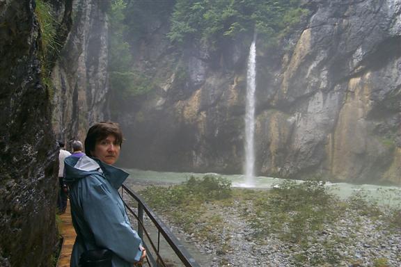 Here is mom and water rushing out of the wall into the gorge.