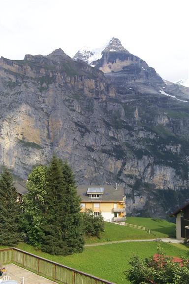 Now directly in front of our room was this... the Jungfrau, standing at 13,642 ft, a good 8,000 ft above us.