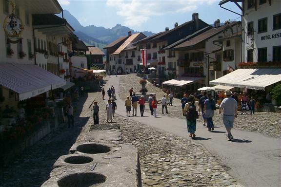 Gruyère, population 1200, famous for cheese of the same name.