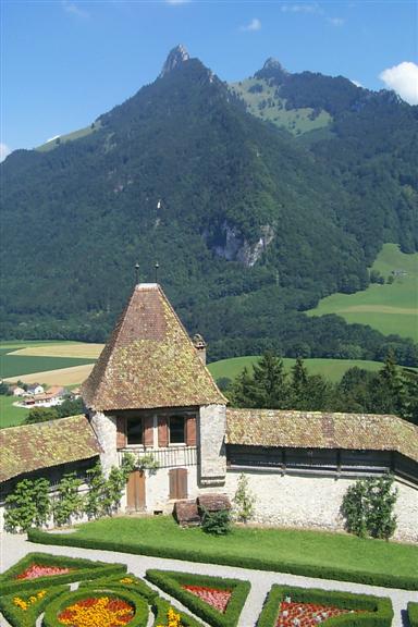 Shot of the Alps behind the castle.