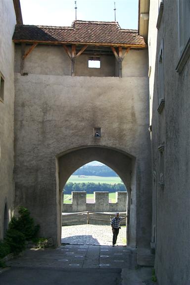 My father by the entrance to the town.  A parting shot for my parents' visit.