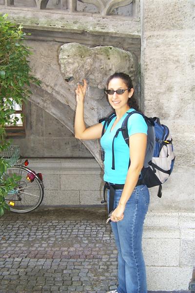 Rachel in one of the six courtyards of Neues Rathaus.  This area is considered the Old Town (South) and we were lucky enough to have reserved a hotel right around the corner.