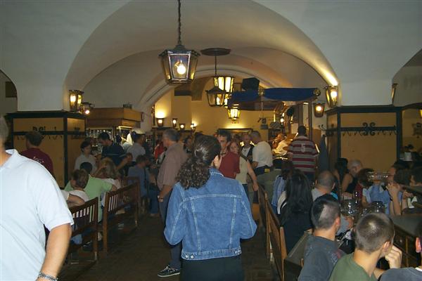 Here a view of the rows of tables in the Hofbräuhaus.
