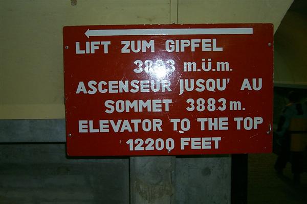 From the station you take a lift to get you to the absolute top of the Klein Matterhorn which is at 12,200 ft as shown.