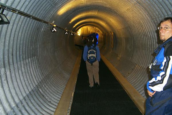 Near the top of the Klein Matterhorn, there is a tunnel bored into the glacier that you can walk in.  Here near the entrance.