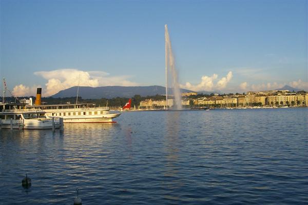 Genève, as the French speaking Suisse call it, located on the southwest corner of Lac Genève.