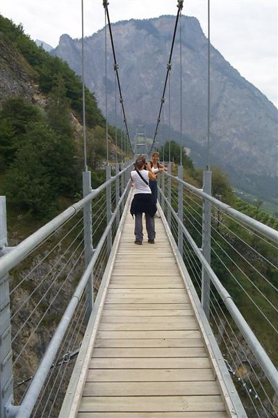 Walking on the bridge caused it to swap up and down which made some a bit queasy.  Not to mention the fact that looking down was enough to upset the stomach.