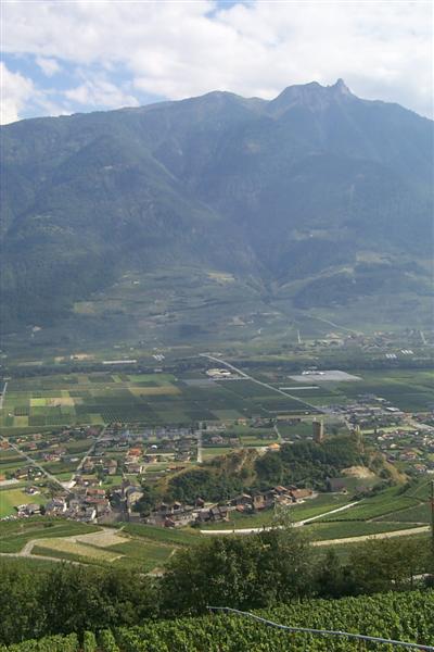 View of the opposing mountain wall.  These mountains make up the Rhine river valley and are pretty much the start of the Alps, when going southeast from Lausanne.