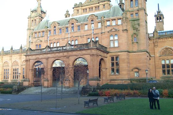 The front of the Kelvingrove.  That's my advisor Selim and his wife, Pinar, getting there photo taken by Mark another student from BU.