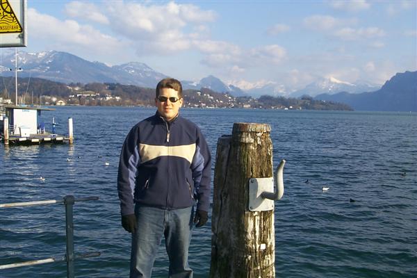 And here is me, also standing next to Lake Lucerne.  We flew into Zürich and spent a couple days skiing, although Selim was sick and was only able to ski one day.