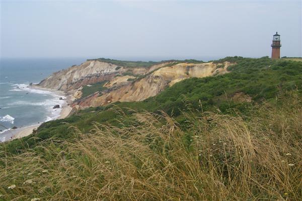 Gayhead Lighthouse in Aquinnah overlooking the bluffs.