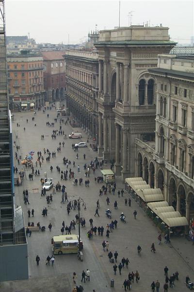 We took a brief tour of the Duomo which allowed us to walk around the roof.  This is looking towards the Vittorio Emmanuele Arcade off the Piazza del Duomo.