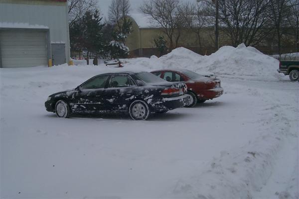 Since this was just the start of the winter season I was very nervous for our cars in the parking spot.