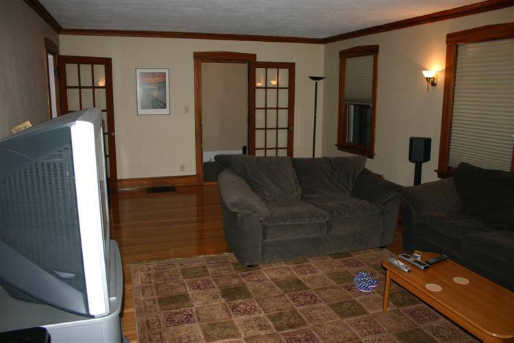 Looking towards front entrance from corner of living room